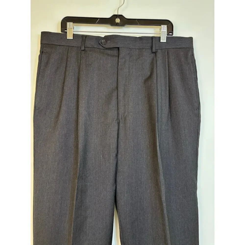 Jos A Bank Gordon 100% Wool Suit Set Coat 43L Slacks 37L Charcoal Formal